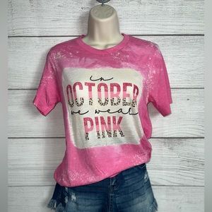 “In October we wear Pink” Bella Canvas Bleached Leopard Soft T Shirt 💗